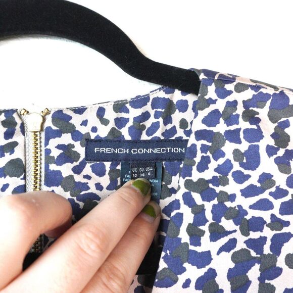 French Connection Leopard Print Long Sleeve Mini Dress Sz 6 EUC‎ Party Gathering - Picture 4 of 8